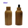 50 ml natuurlijke bamboe etherische olie lege cosmetische druppelfles met glazen pipet make-up glas containers hout cap1