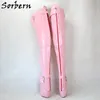 Sorbern Custom Wide Crotch Thigh High Boots Women Over The Knee Lockable Zipper Lace Up Locks Straps Womens Shoes Size 11