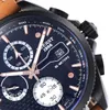 メンズスポーツウォッチ高品質スチールケースメタルブラウンレザーストラップジャパンVD57クォーツクロノグラフ腕時計