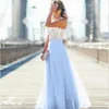 في الأسهم رخيصة طويلة فساتين وصيفات الشرف 2021 Blush Pink Lace Chiffon Bohemian Beach Junior Manior of Honor Wedding Guest Dress2419