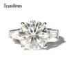 TransGems Luxury 5 Carat Lab Grown Diamond with Accents Wedding Ring Solid 14K Gold Engagement Band Y200620