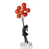 Lyxig ballong flicka statyer banksy flygande ballonger flicka konst skulptur hartsa hantverk hem dekoration julklapp 57cm fy4329