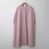 Galcaur übergroßer Tweed-Mantel für Frauen O-Ausschnitt ärmellos Patchwork lose Vintage rosa Mäntel weibliche Mode Herbst Kleidung 201211