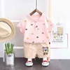 Jongen baby sets zomer korte mouw tops broek 2 stks peuter kleding beer t-shirt jongen sport past kinderkleding 1-4 jaar oud G220310