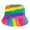 2022 Последние двусторонние носимые радужные рыбацкие шапки Cap Sunshade Beach Bucket Hat для женщин мужчин