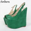 Sorbern 17cm mulheres bombear verde acenou sapatos cunhas slingback peep toe plataforma multi cores feminino sapatos tamanho 36 transferência menina crossdresser