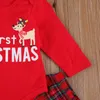 2st Baby Christmas Suit Set Red Oneck långärmad Rompers Top Plaid Loose Pants Girls Spädbarn Baby Set 018 månader8615200