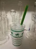 New year gift glass bong with percolator Original Opaque Bright green dab concentrate oil rig glass bong Hookah glass bubber water pipe