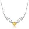 100% 925 Sterling Silver Classic Golden Snich Wisiorek Łańcuch Złoty Ball Wings Naszyjnik Dla Kobiet Moda Biżuteria Prezenty Hurtownie Q0531