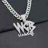 Nieuwe Bling Iced Out Cubic Zirkoon Cubaanse Link Chain Brief WCB Hanger Ketting Voor Mannen Hip Hop Sieraden Gift Drop279l