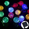 Solarbetriebene LED-Lichterkette, 30 Glühbirnen, wasserdicht, Kristallkugel, Weihnachtsschnur, Camping, Außenbeleuchtung, Garten, Urlaub, Party, 8 Modi, 6,5 m