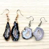 30Pairs Freeform Black Natural Quartz Druzy Crystal Rock Geode Agate Slice Gold Plated Gemstone Handmade Hook Earrings Jewelry for Women