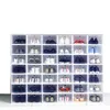 صناديق تخزين الأحذية متعددة الألوان واضحة قابلة للطي منظم منزلي شفاف شفاف شاشة قابلة للمكدس