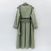 UK Brand New Fashion Automne / Automne Casual Double boutonnage Simple Classique Long Trench-Coat avec ceinture Chic Coupe-vent Femme 201103