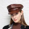 Women man hat ins Retro chapeau classic headdress fashion design British Cool Handsome Real cowhide Genuine Leather Peaked cap Fla8253783