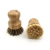 Palm Topfwaschbürste aus Holz, rund, Mini-Spülbürste, natürliche Scheuerbürste, langlebiger Schrubber, kurzer Griff