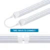 8FT Linkable Shop Lights, 120W 14400LM V-Shape T8 LED 튜브 고정 장치, 이중 측면 4 열, 클리어 렌즈 6000k 형광등 램프 교체