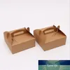 20x20x8cm em branco marrom kraft papel pizza caixas de sobremesa embalagens de pastelaria com punho festa de casamento favor caixa caixa 10 pçs / lote