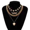 Punk necklaces, with sweet hearts, big, thick, gold necklaces, stars layer, women's