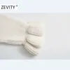 Zevity Women Fashion Flower Embroidery Stäng av krage avslappnad sticktröja Kvinnlig chic flarehylsa tröjor Toppar S431 201221