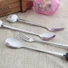 Lovely Cartoon white & black Cat Ceramic Handle Spoon Stainless Steel Stirring Coffee Spoon Fork Wedding Favors