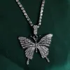 Style de mode Hiphop Collier Papillon Pendentif Collier Plein Cristal Diamant Femmes Glacé Bling Papillon Collier Bijoux1378492