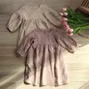 Outono Primavera Roupas Infantil de Algodão Orgânico Dupla Gaze Solta Bolsos Bebê Meninas Vestido Moda Princesa Casual Crianças Vestidos 211231