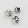 100pcs/lots Antique Silver Zinc Alloy Paw Prints Spacers Big Hole Beads For Jewelry Making Bracelet Necklace DIY Accessories