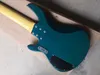 Custom Shop 6 strängar Ocean Blue Bass Gitarr Flamed Maple Top Guitar Aktiv Pickups Chrome Hardware Kina Bassgitarrer
