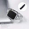 Custodie con diamanti + cinturini per cinturino Apple Watch 40mm 41mm 38mm 44mm 45mm 42mm 40 mm Cinturino in metallo Bracciale a maglie cubane iWatch serie 3 5 6 se 7 Cinturino intelligente in oro