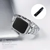 Elmas Kılıfları + Apple Watch Band Için Kayışlar 40mm 41mm 38mm 44mm 45mm 42mm 40mm Metal Kordonlu Saat Küba Link Bilezik IWatch Serie 3 5 6 SE 7 Altın Smart Watchband