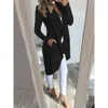 2021 플러스 크기의 패션 단색 옷깃 슬림 긴 윈드 브레이커 재킷 여성