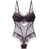 Sexiga Bodysuits Kvinnor Lace Underkläder Strappy Cup Push Up Floral Padded Underwire 5 Färger Shapewear 220124