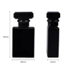 2021 NEUE 30 ml transparente schwarze Glasflasche, quadratische Spray-Parfümflasche im Großhandel