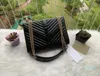Designer- Women Messenger Bag Black Leather Crossbody Väskor Totes Kvinnor Vintage Handväskor Guldkedja Damer Axel Väskor