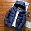 Zima Męska Kurtka Moda Mężczyźni Bawełna Grube Ciepłe Parki Człowiek Dorywczo Outdoor Windbreaker Thermal Down Hooded Płaszcze Odzież