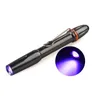 100pcs 365nm 395nm 3W UV LED Penlight Mini Flashlight Portable Ultraviolet Blacklight Torch For Money Pet Urine Stains Detect