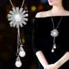 Pendant Necklaces Meyfflin Collier Femme Simulated Pearl Long Necklace Fashion Women Crystal Snowflake Jewelry Chain Bijoux Gifts1