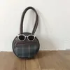 HPB Leather Plaid Ladies Baguette Torby Vintage Kobiety Małe Okrągłe Torba Na Ramię Moda Kobiet Sprzęgła Torebka Park Bolsas