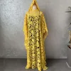 エレガントなパーティーアフリカのドレス女性のためのスタイルの女性のダシキ水溶性レースルーズロングドレスとスカーフ