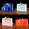 Square Bottomed Packaging Bag Solid Color Bow Silk Ribbon Paper Packing Package Gifts Party Ceremony Handbags Beautiful 2 3kz N2