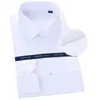 男性用ピュアコットン特大のシャツ長袖ストライプソリッドフォーマルマンズシャツ8xlホワイトスクエアカラー快適な服220216