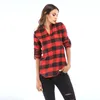 Plus Size Damen Umstandspullover mit Karomuster, Buffalo Plaids, Blusen, modisch, V-Ausschnitt, langes Oberteil, verstellbar, langärmelig, Herbstmantel E110604