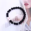 Cross Stone Bracelet для женщин синие бирюзии мужской браслет черная лава камень 8 мм белые бусинки браслеты