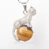 2018 New Arrival Natural Tiger Eye Stone Copper Animal Leopard Wisiorki Urok Biżuteria 1 sztuk1