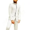Изготовленные на заказ одиночные грубые жениха Мандарин отворотный жених смокинги мужские костюмы свадьба / выпускной / ужин Лучший мужчина Blazer (куртка + брюки + галстук) T290