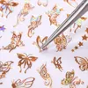 Новый дизайн Голографические 3D Бабочка Ногтя Арт Наклейки Клей Слайдеры Красочные DIY Золотые Наклейки для отгрузки ногтей Фольги Обертывает Украшения