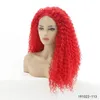 Vermelho Cor encaracolado simulação sintética cabelo humano lace dianteira perucas perruques de cheveux humanás 191022-113