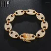 Link, catena HIP Hop multicolore larghezza ghiacciata strass 13 mm 20 cm oro chicchi di caffè braccialetti a maglie per gioielli da uomo1