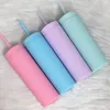 Matte 16oz Acrylic Tumbler Double Wall Plastic Travel Water Cup Wedding Gift Straw With Cover 6 Colors